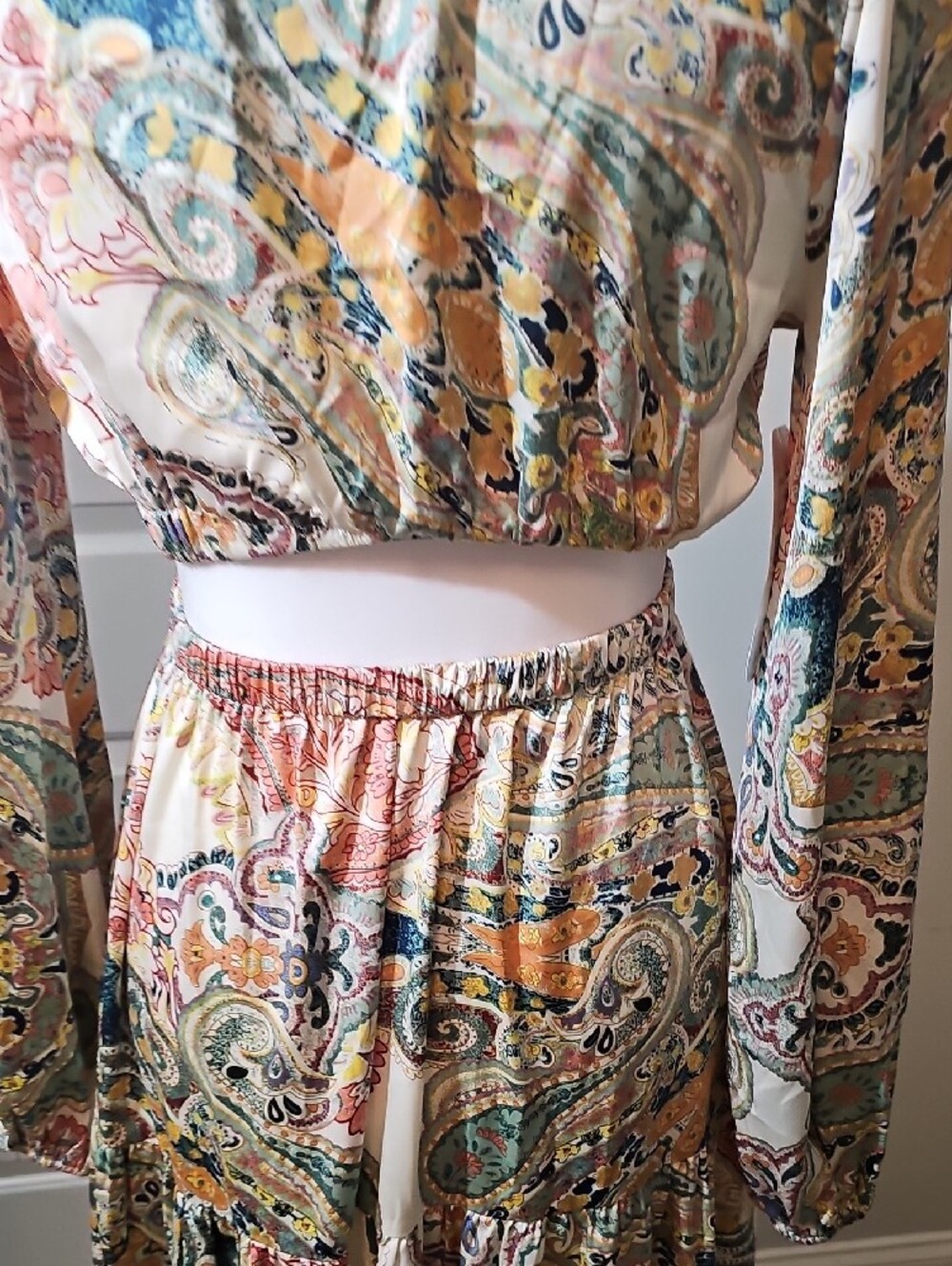 Lush Cream Paisley Wrap Maxi Dress - Picture 11 of 12